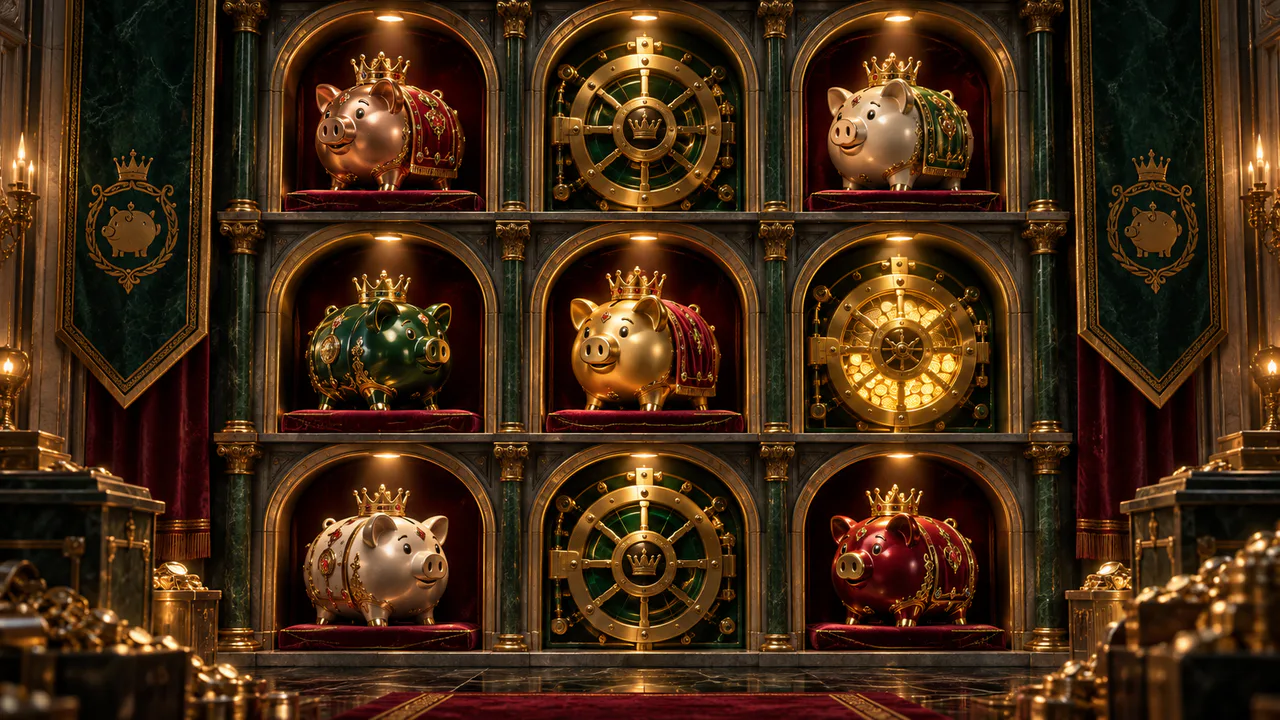 3x3 Royal Piggy: Hold the Spin — original editorial artwork